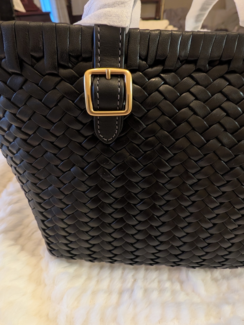 🖤NWT🖤 COACH Woven Leather Swing Tote Bag - Picture 8 of 10